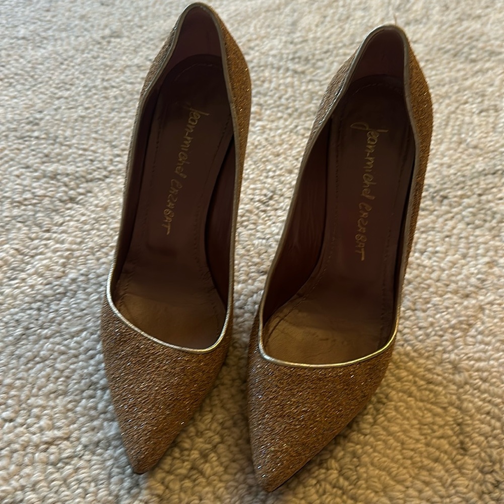 Jean-Michel Cazabat Gold textured heels